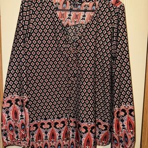 Time to Bloom  Black and  Patterned Blouse